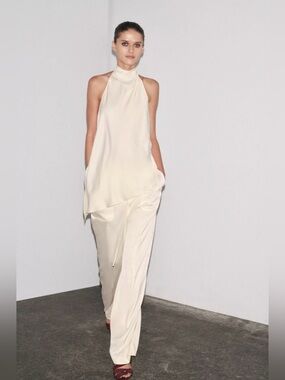 ZARA zw collection satin Halter Top with Matching Pants